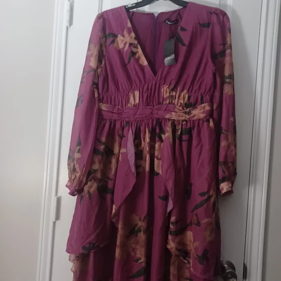 Sheilay Floral Midi Dress W/butterfly Sz XL - Picture 2 of 8